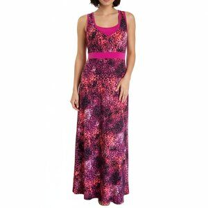 Tek Gear Drytek Maxi Dress Racerback Build in Bra Abstract Pink Womens Large
